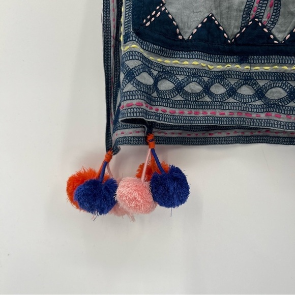 Vrisa Hand Made in India Cotton Embroidered Scarfs Dupatta Lot of 2 - Picture 5 of 10